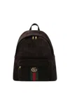 Gucci Men Dark Brown Suede Medium Ophidia Backpack In Brown
