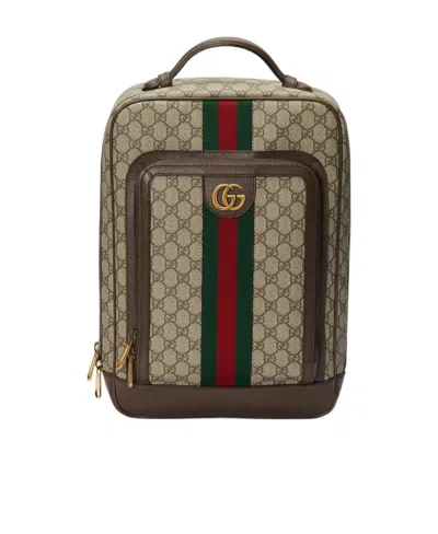 Gucci Zaino Ophidia Gg Leather Backpack In Brown