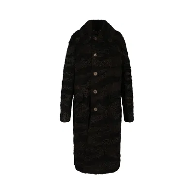 Pre-owned Gucci Zebra Pattern Shearling Coat 'black' | Women's Size 48
