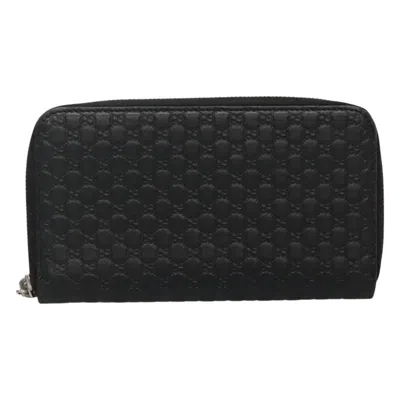 Pre-owned Gucci Zip Around Black Leather Wallet  ()