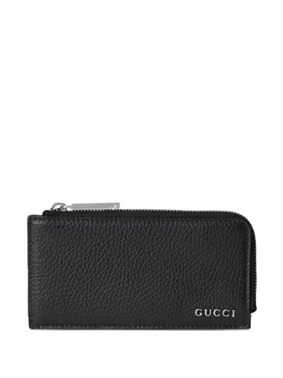 Gucci Zip-around Leather Card Case In Black