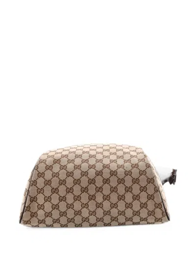 Pre-owned Gucci Zip Around Travel Gg Canvas Backpack In Brown