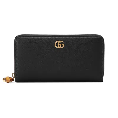 Gucci Zip Around Wallet With Bamboo In Black