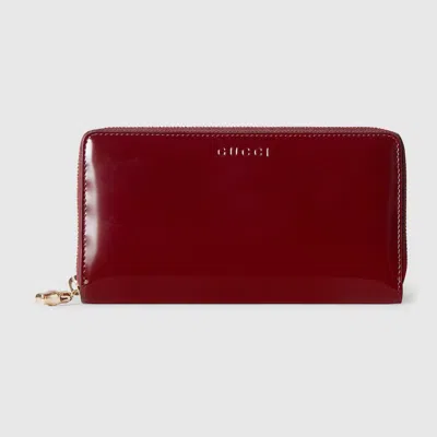 Gucci Zip Around Wallet With Bamboo In Bordeaux