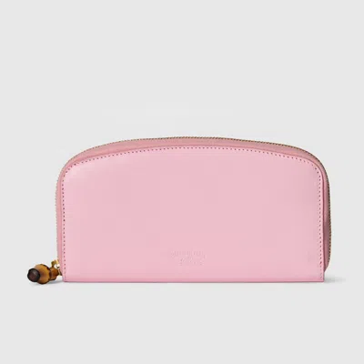 Gucci Zip Around Wallet With Bamboo In Pink