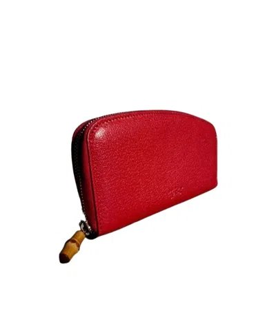 Gucci Zip Around Wallet With Bamboo In Red