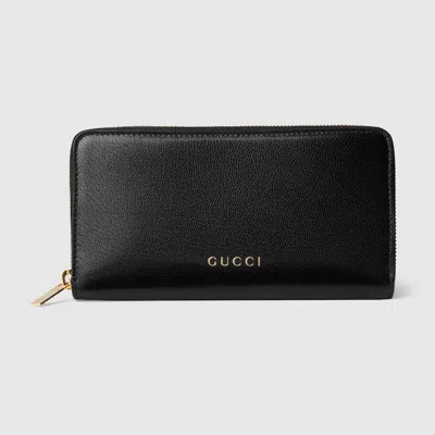 Gucci Zip Around Wallet With  Lettering In Black