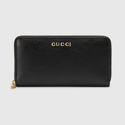 Gucci Zip Around Wallet With Script In Black