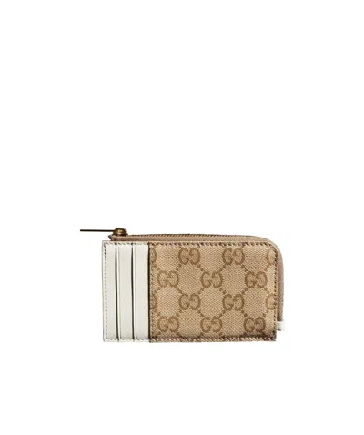 Gucci Zip Card Case With Color Slots In Brown