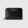 Gucci Zip Card Case With  Script In Black