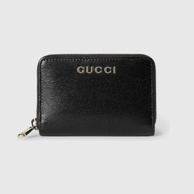 Gucci Zip Card Case With  Script In Gray