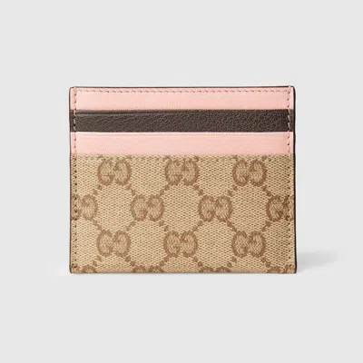Gucci Zip Card Case With Multicolor Slots In Beige