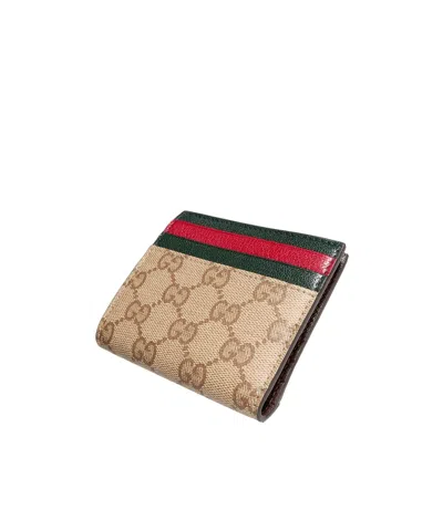 Gucci Zip Card Case With Multicolor Slots In Sand/brown