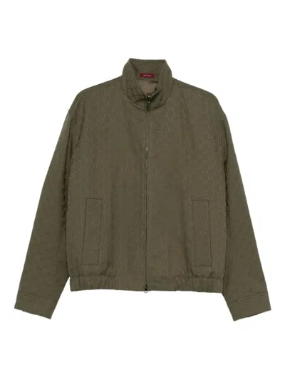 Gucci Zip Front Bomber Jacket In Green