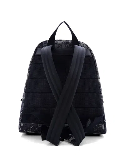Pre-owned Gucci Zip Front Pocket Camouflage Gg Denim Backpack In Blue