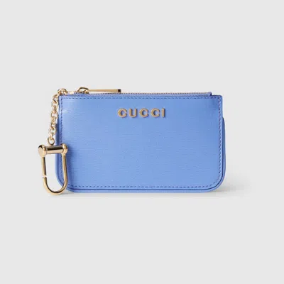 Gucci Zip Key Case With  Script In Blue