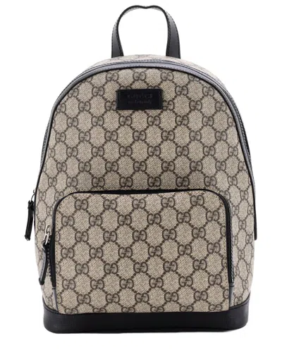 Gucci Zip Pocket Backpack Gg Coated Small (authentic Pre-loved) In Brown