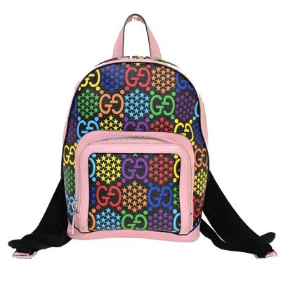 Pre-owned Gucci Zip Pocket Backpack Psychedelic Print Gg Coated Canvas Multicolour Leather Backpack Bag (pre-o