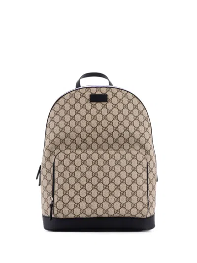 Pre-owned Gucci Zip Pocket Gg Coated Canvas Medium Backpack In Brown