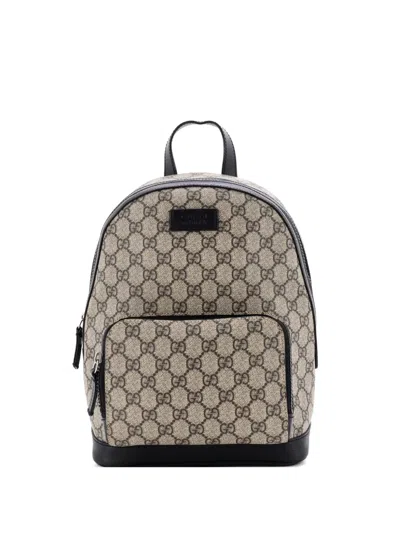 Pre-owned Gucci Zip Pocket Gg Coated Canvas Small Backpack In Blue