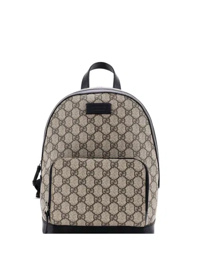 Pre-owned Gucci Zip Pocket Gg Coated Canvas Small Backpack In Brown