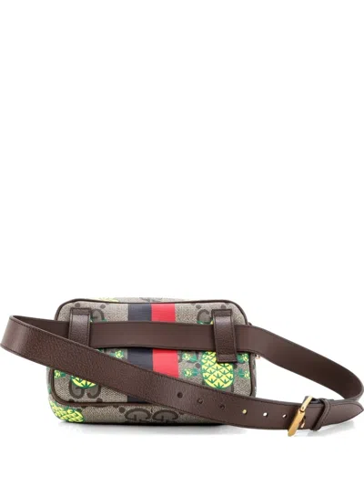 Pre-owned Gucci Zip Printed Gg Coated Canvas Belt Bag In Multi