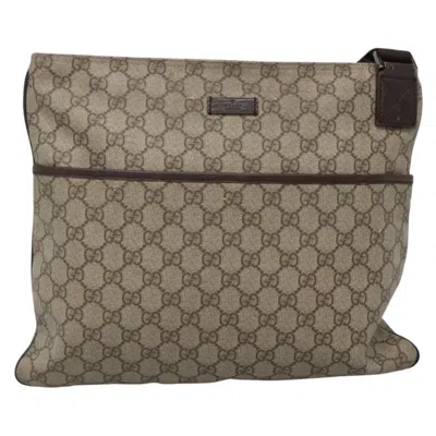 Pre-owned Gucci Zip Top Messenger Bag Gg Coated Canvas Beige Canvas Shoulder Bag Bag () In Sand