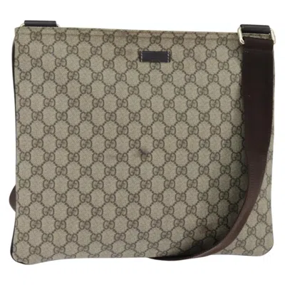 Pre-owned Gucci Zip Top Messenger Bag Gg Coated Canvas Beige Canvas Shoulder Bag Bag () In Sand