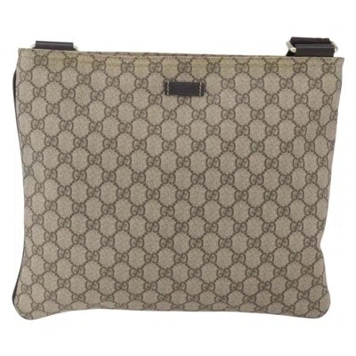 Pre-owned Gucci Zip Top Messenger Bag Gg Coated Canvas Beige Canvas Shoulder Bag Bag () In Sand