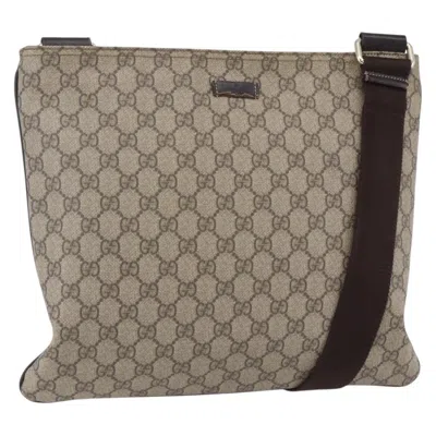 Pre-owned Gucci Zip Top Messenger Bag Gg Coated Canvas Beige Pvc Shoulder Bag Bag () In Sand