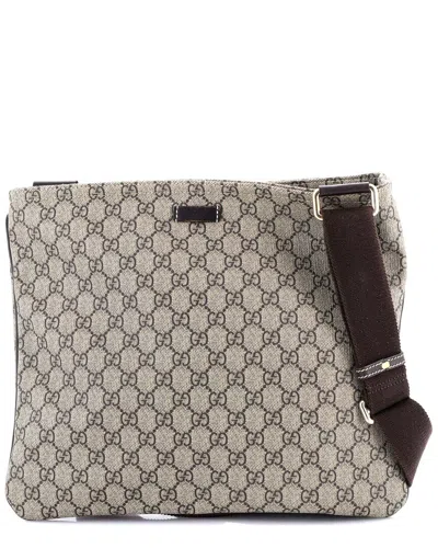 Gucci Zip Top Messenger Bag Gg Coated Canvas Large (authentic Pre-loved) In Multi