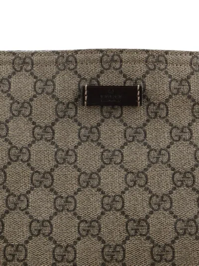 Pre-owned Gucci Zip Top Messenger Bag Gg Coated Canvas Large Crossbody Bag In Brown