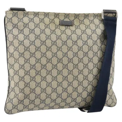Pre-owned Gucci Zip Top Messenger Bag Gg Coated Canvas Navy Pvc Shoulder Bag Bag () In Blue