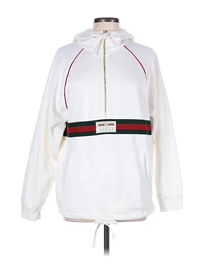 Pre-owned Gucci Zip Up Hoodie In White