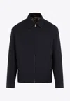 Gucci Collared Zip In Blue