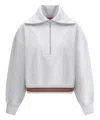 Gucci Grey Sweatshirt With Half Zip Closure And Web Detail On The Waist In Jersey Woman In Grey