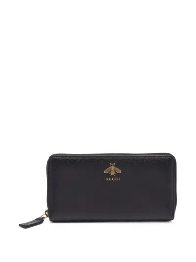 Pre-owned Gucci Zip-around Continental Wallet In Black