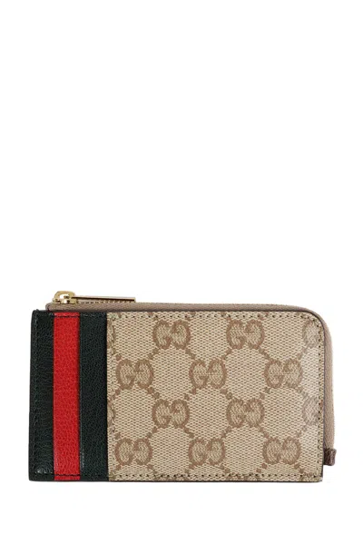Gucci Zipped Card Holder With Multicolor Slots In Pink
