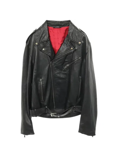Pre-owned Gucci Zipped Leather Jacket In Black