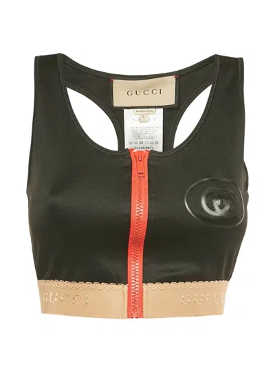 Pre-owned Gucci Zipped Sports Bra In Black