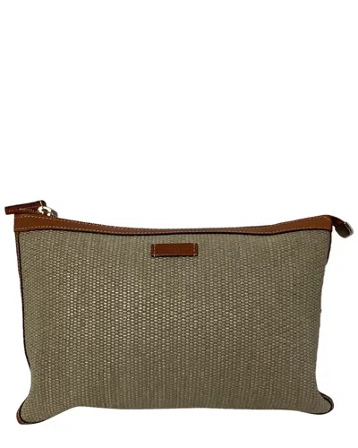 Gucci Zipped Toiletry Case In Beige Canvas