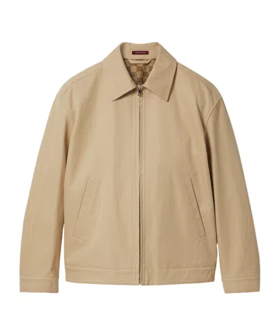 Gucci Zippered Casual Jacket In Sand-colored