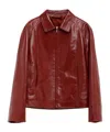Gucci Rear Elasticated Leather Jacket In Red