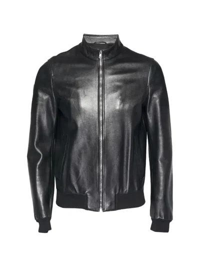Pre-owned Gucci Zip-up Leather Jacket In Black