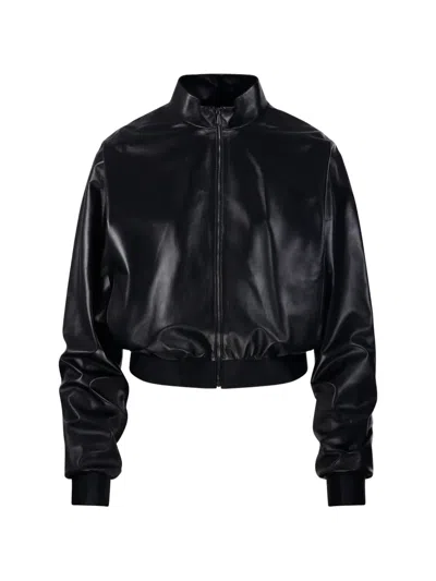 Gucci High Collar Bomber Ribbed Cuffs Hem In Black