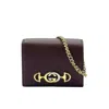 Gucci Zumi Burgundy Leather Gold Chain Bi-fold Mini Wallet In Brown
