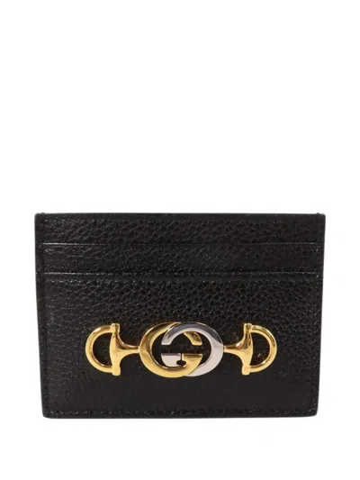 Pre-owned Gucci Zumi Gg Card Holder In Black