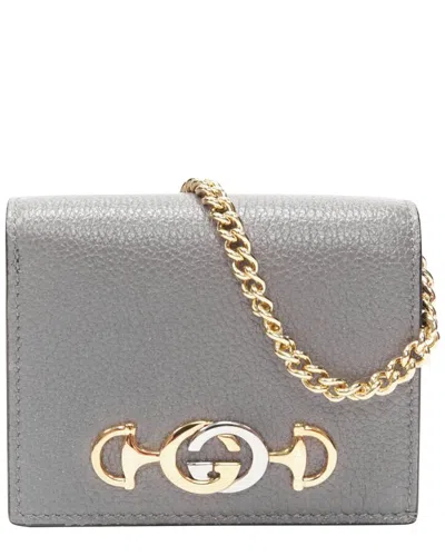 Pre-owned Gucci Zumi Gg Horsebit Bi-fold Wallet On Chain Mini Bag
