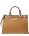 Gucci Zumi Medium Leather Top Handle Tote In Brown