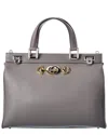 Gucci Grey Zumi Medium Top Handle Bag In Crocodile Effect In Grey